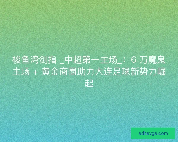 梭鱼湾剑指 _中超第一主场_：6 万魔鬼主场 + 黄金商圈助力大连足球新势力崛起
